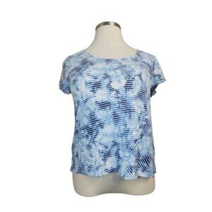 J. Jill Size XL Scoop Neck Cap Sleeve Boho Print Knit Top